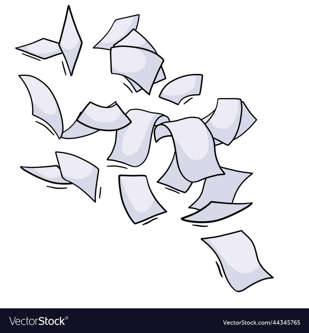 Paper files of documents fall down flying sheets Vector Image Paper files of documents fall down flying sheets