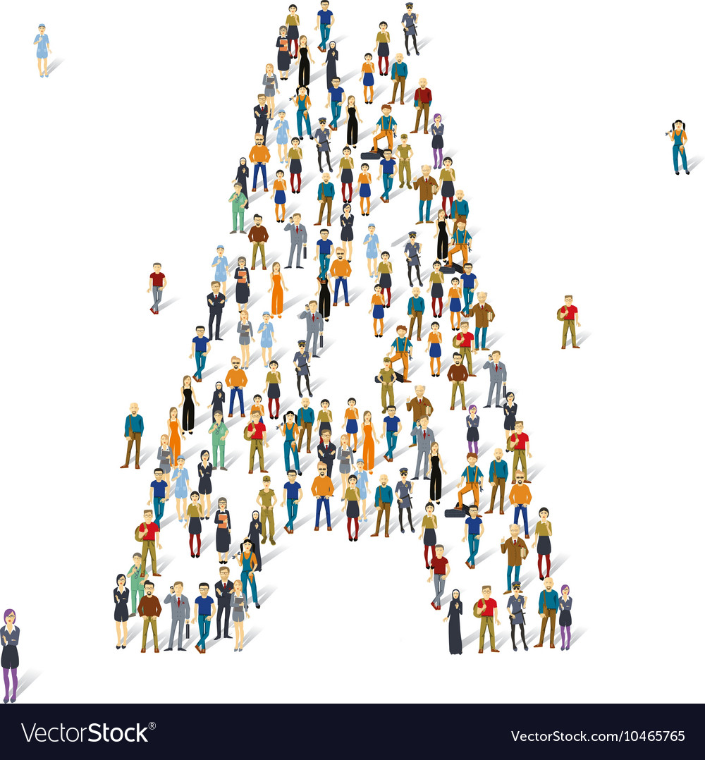 People crowd alphabet abc letter Royalty Free Vector Image