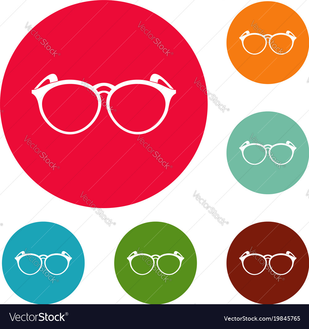 Plastic eyeglasses icons circle set Royalty Free Vector