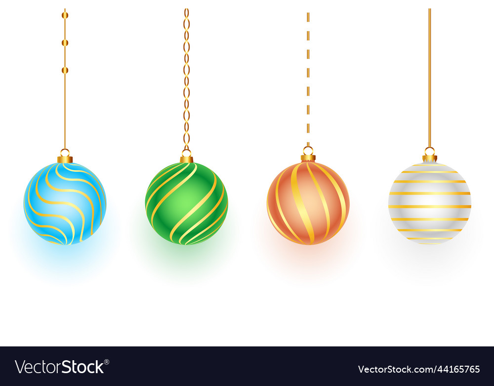 Realistic isolated christmas bauble design in set Vector Image