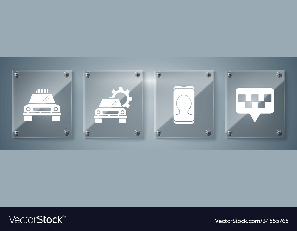 Set map pointer with taxi call telephone vector image Set map pointer with taxi call telephone