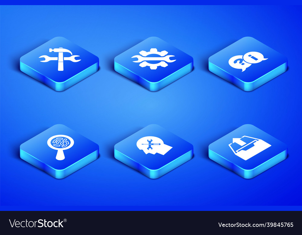 Set upload inbox crossed hammer and wrench human vector image Set upload inbox crossed hammer and wrench human