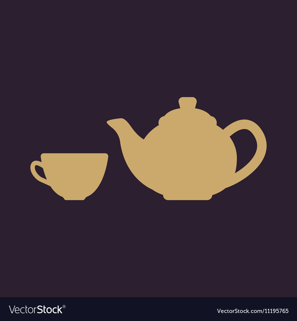 Teapot and cup icon tea symbol flat