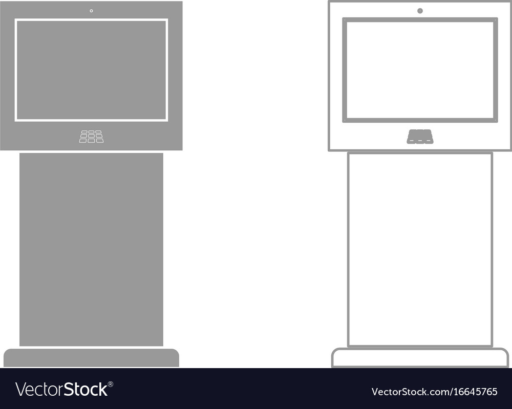 Terminal stand with touch screen grey set icon
