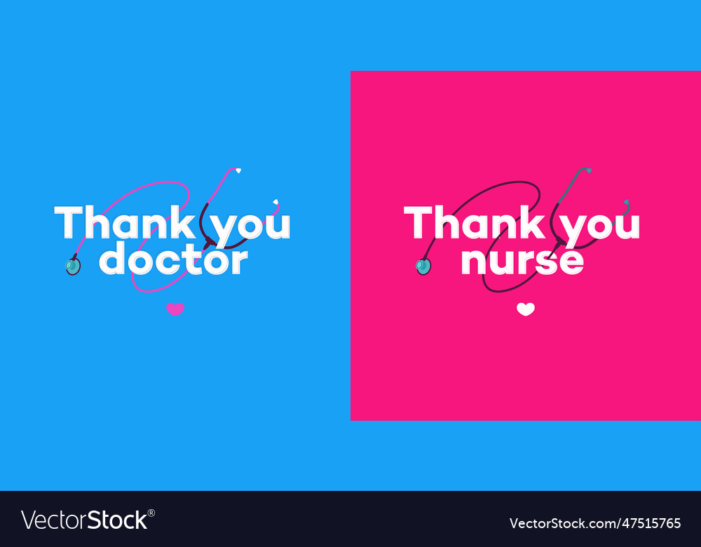 Thank You Doctors And Nurse Set Card Royalty Free Vector 5112