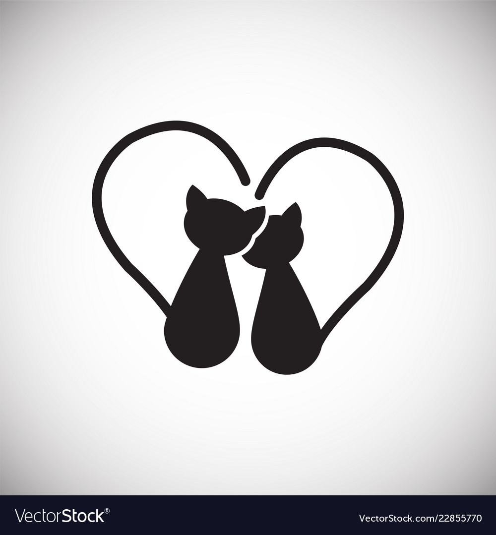 Cats in love with heart shaped tails icon Vector Image