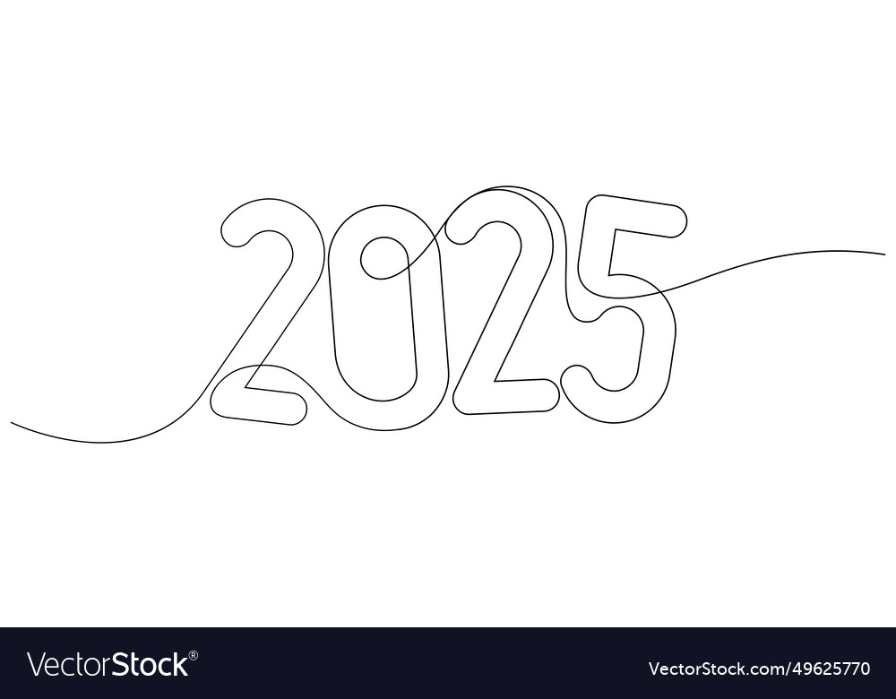 Continuous line drawing 2025 number design logo Vector Image