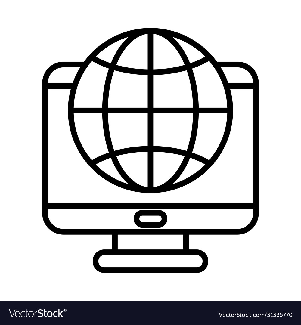 Global sphere and computer line style icon