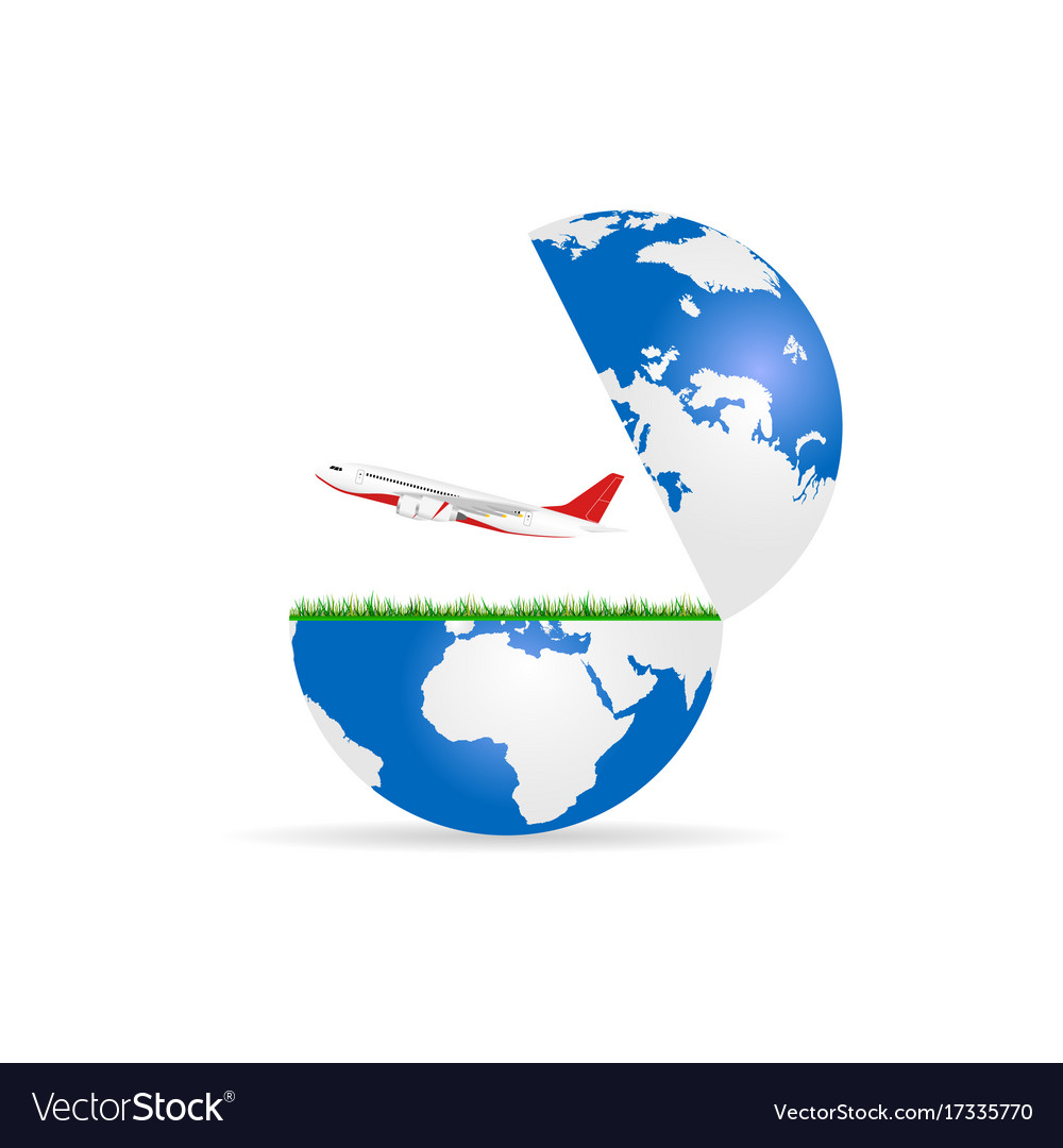 Globe with airplane Royalty Free Vector Image - VectorStock