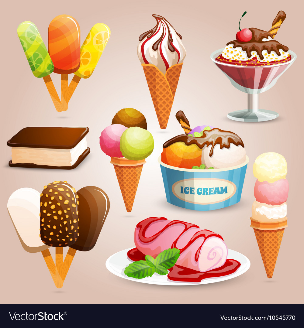 Ice cream set Royalty Free Vector Image - VectorStock