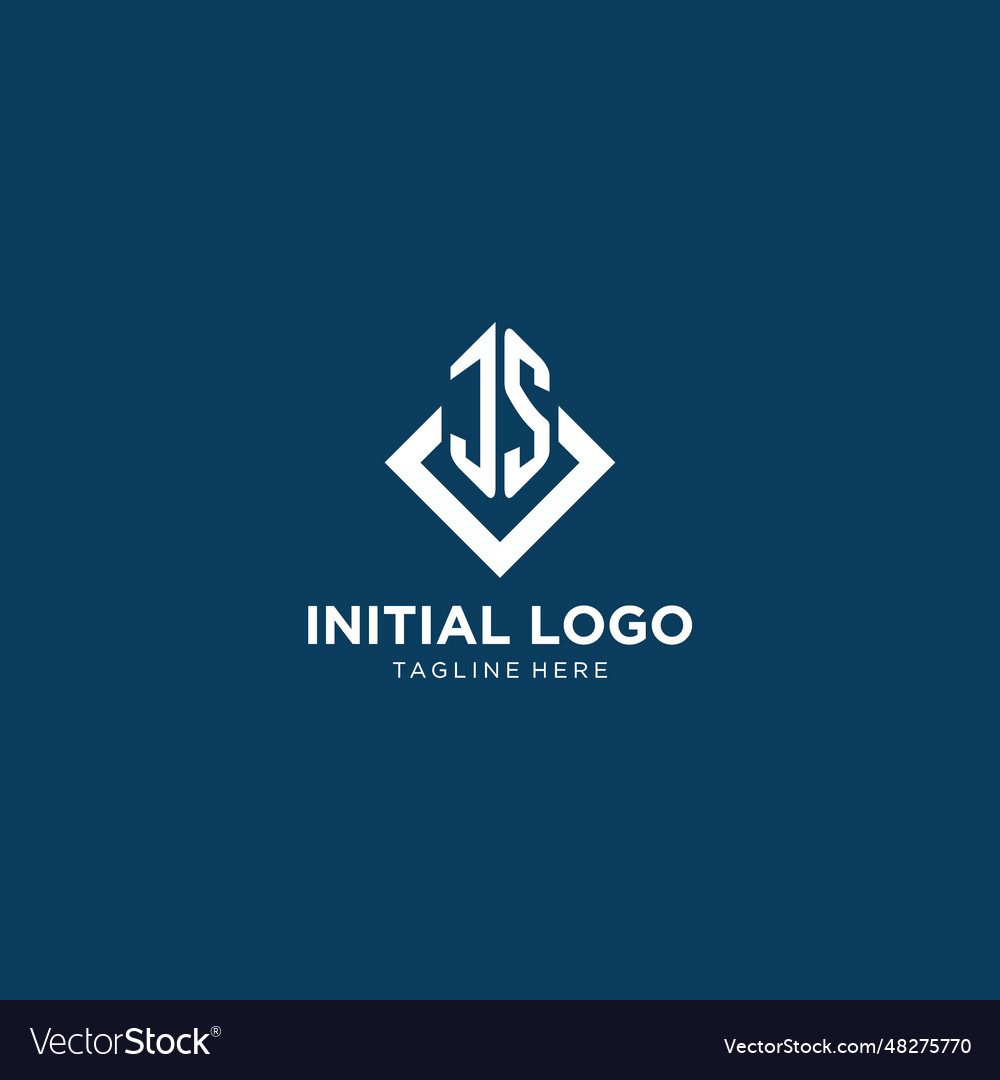 Initial js logo square rhombus with lines modern