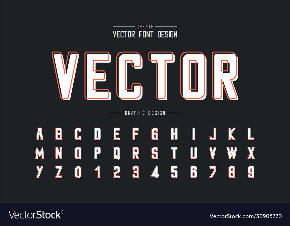 Line font with white shadow and round alphabet