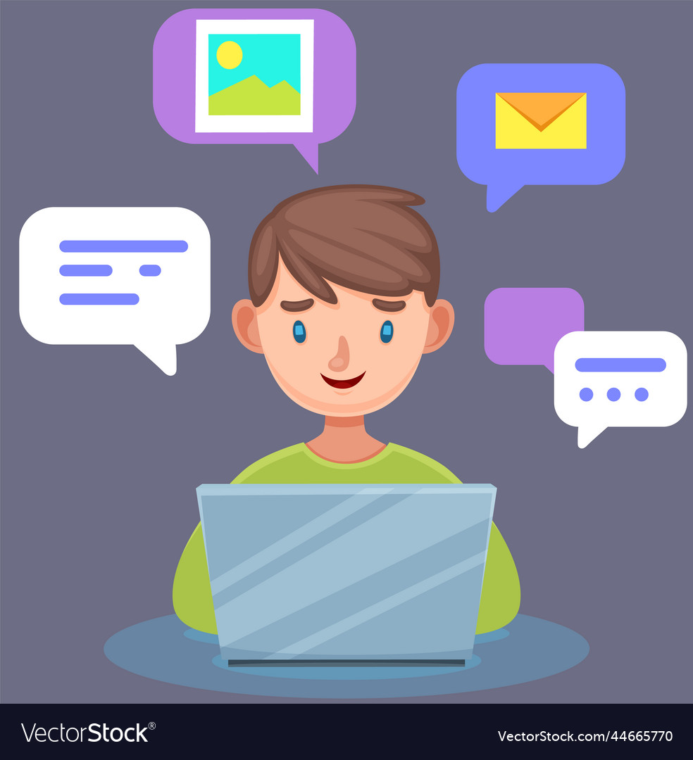 Man using worldwide connection global system guy vector image Man using worldwide connection global system guy