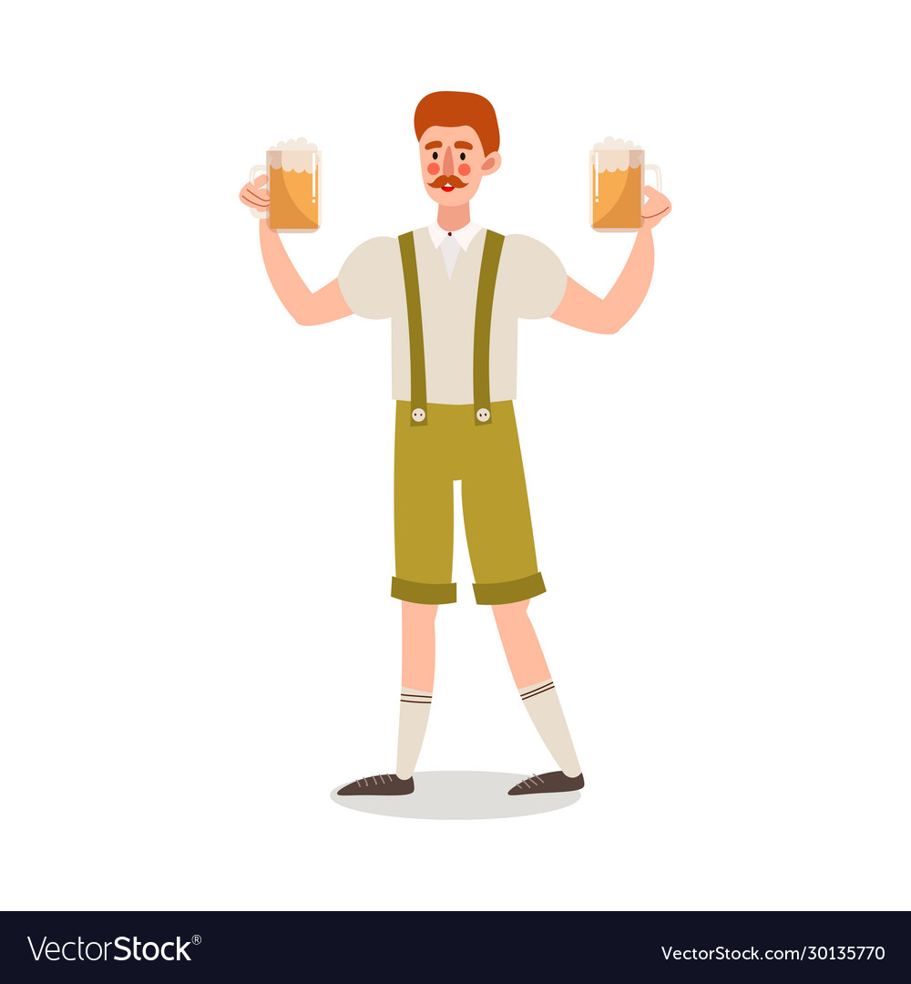 Man waiter holding fresh beer drink in glasses