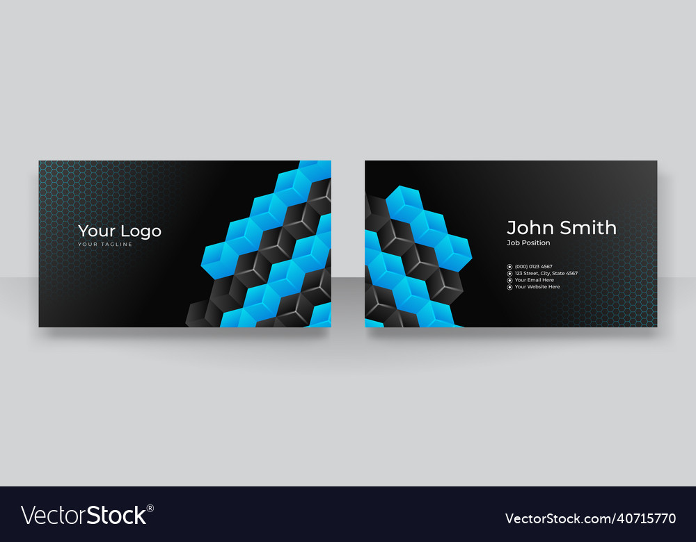 Modern elegant blue and black business card