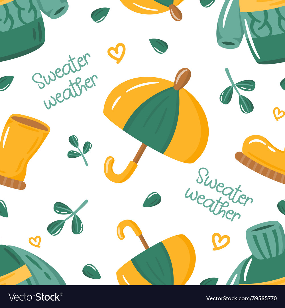 Seamless pattern with colorful autumn elements Vector Image Seamless pattern with colorful autumn elements