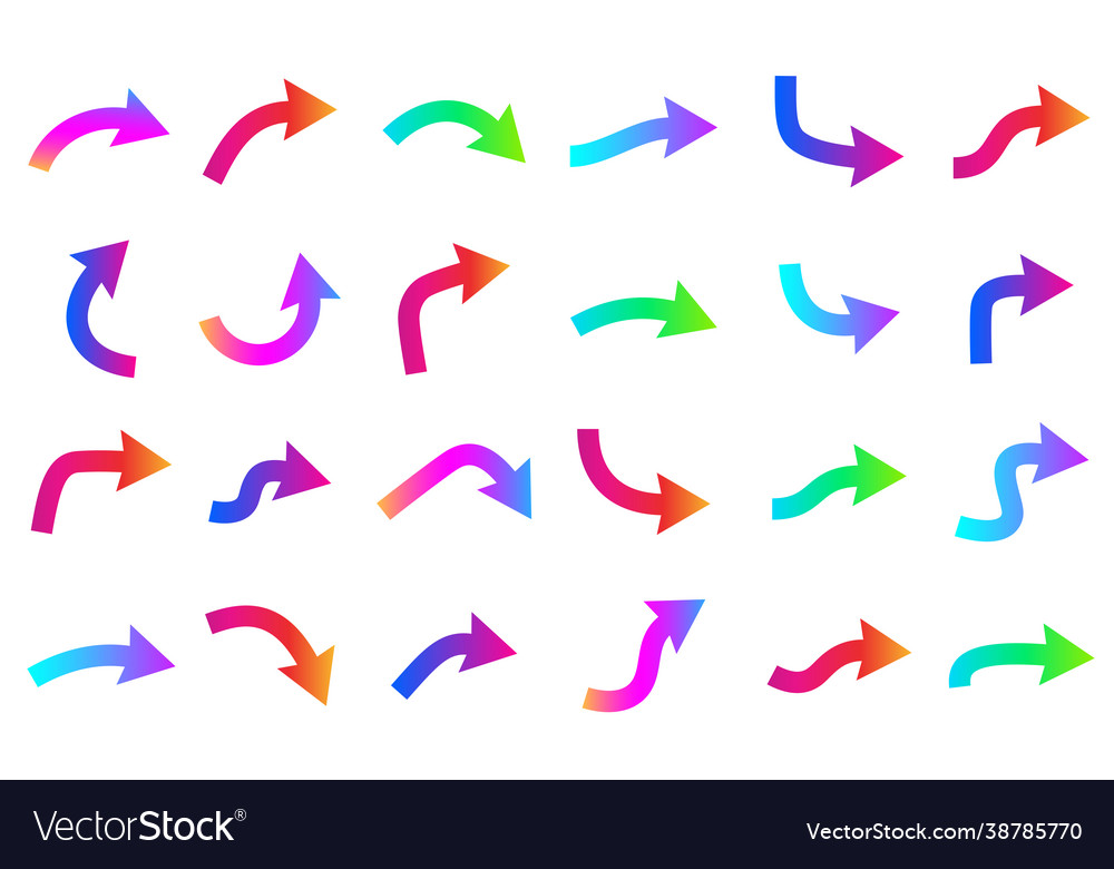 Set different isolated multicolored arrows Vector Image