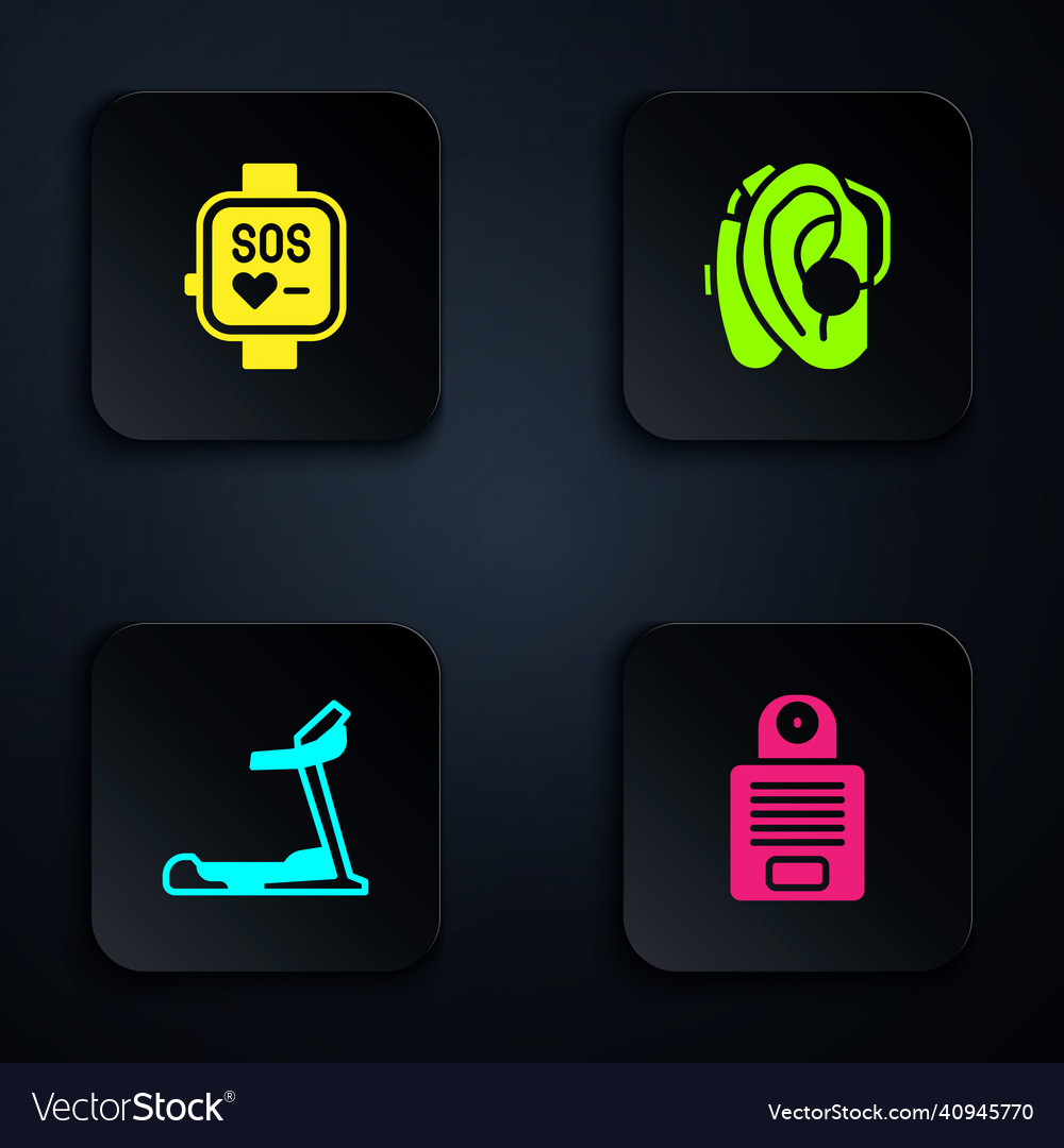 Set intercom smart watch treadmill machine vector image Set intercom smart watch treadmill machine