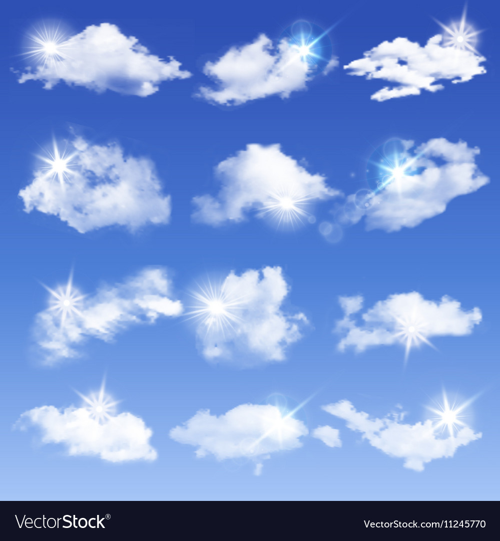 Set of transparent different clouds