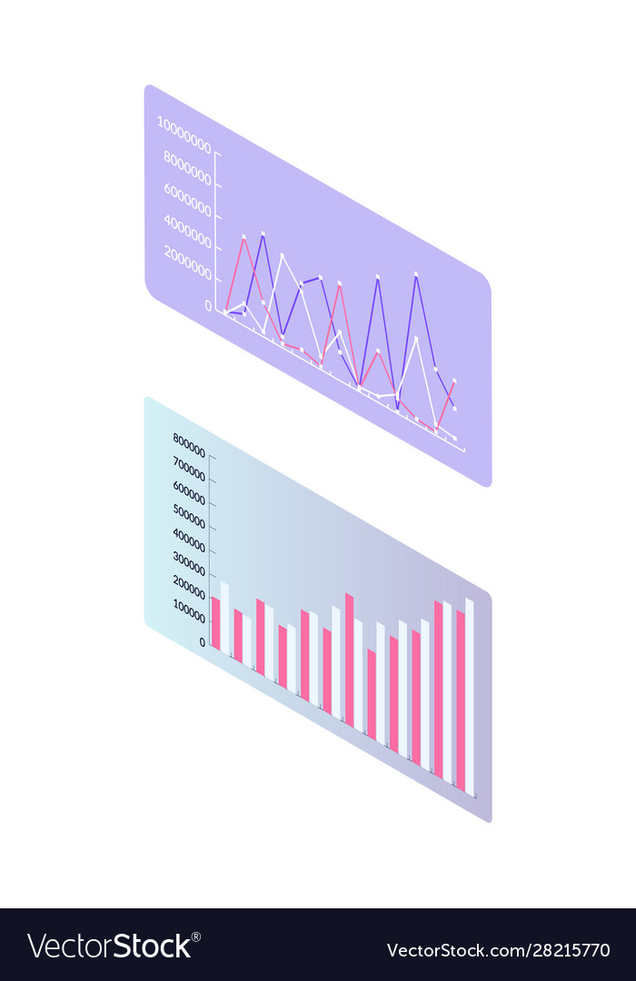 Statistic and infographics on screen numeric data vector image Statistic and infographics on screen numeric data