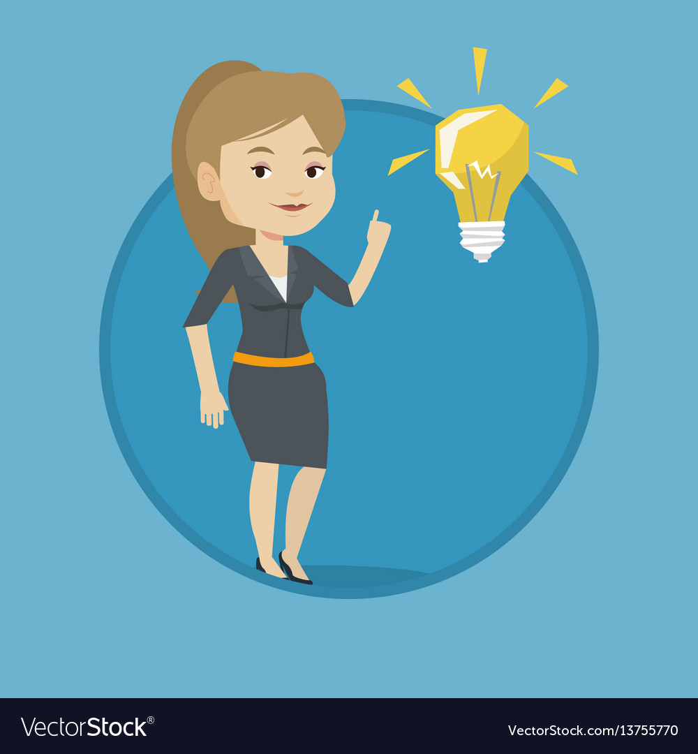 Student pointing at idea bulb