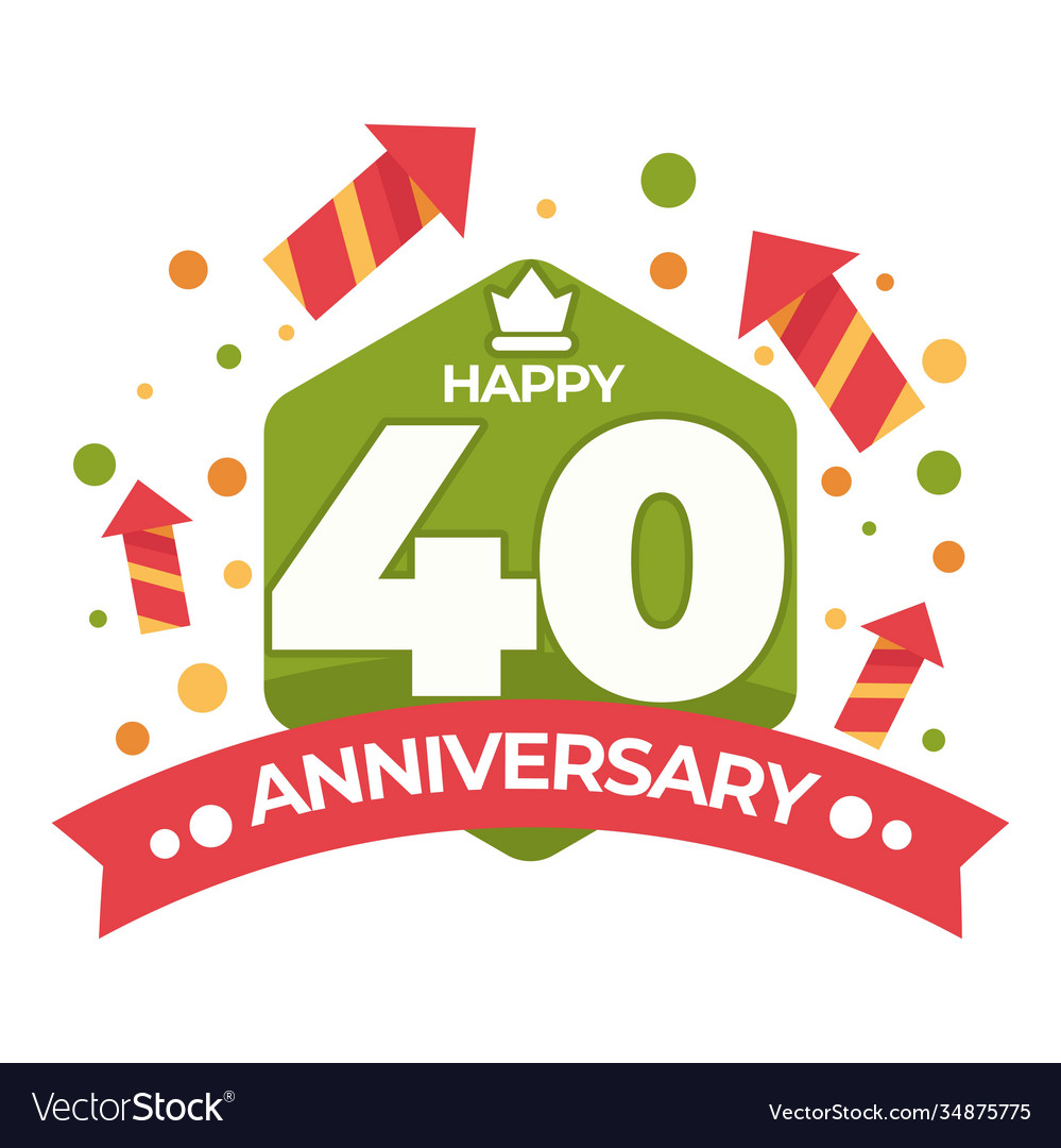 40 anniversary isolated icon birthday celebration Vector Image