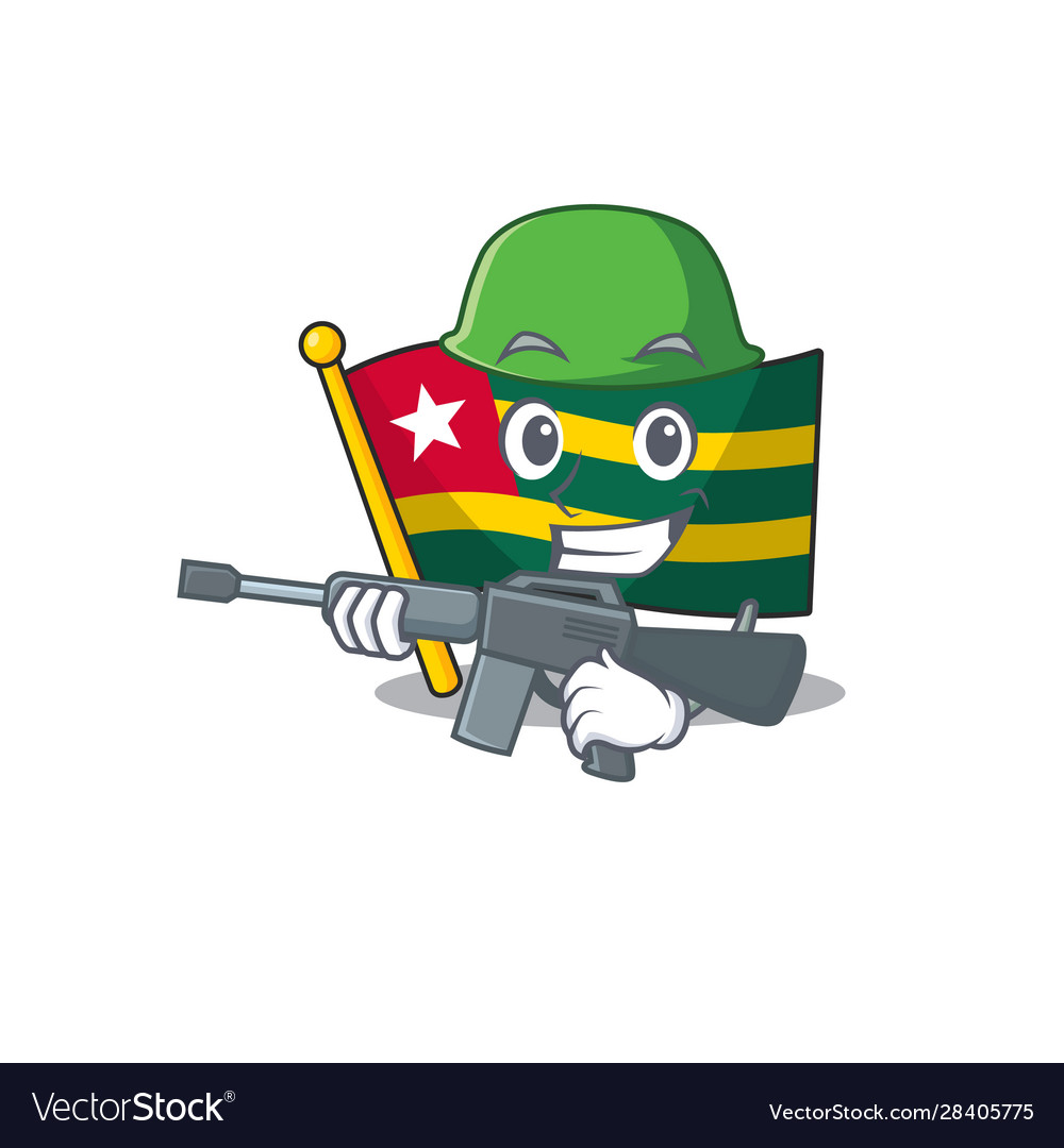 A mascot flag togo scroll army with machine gun