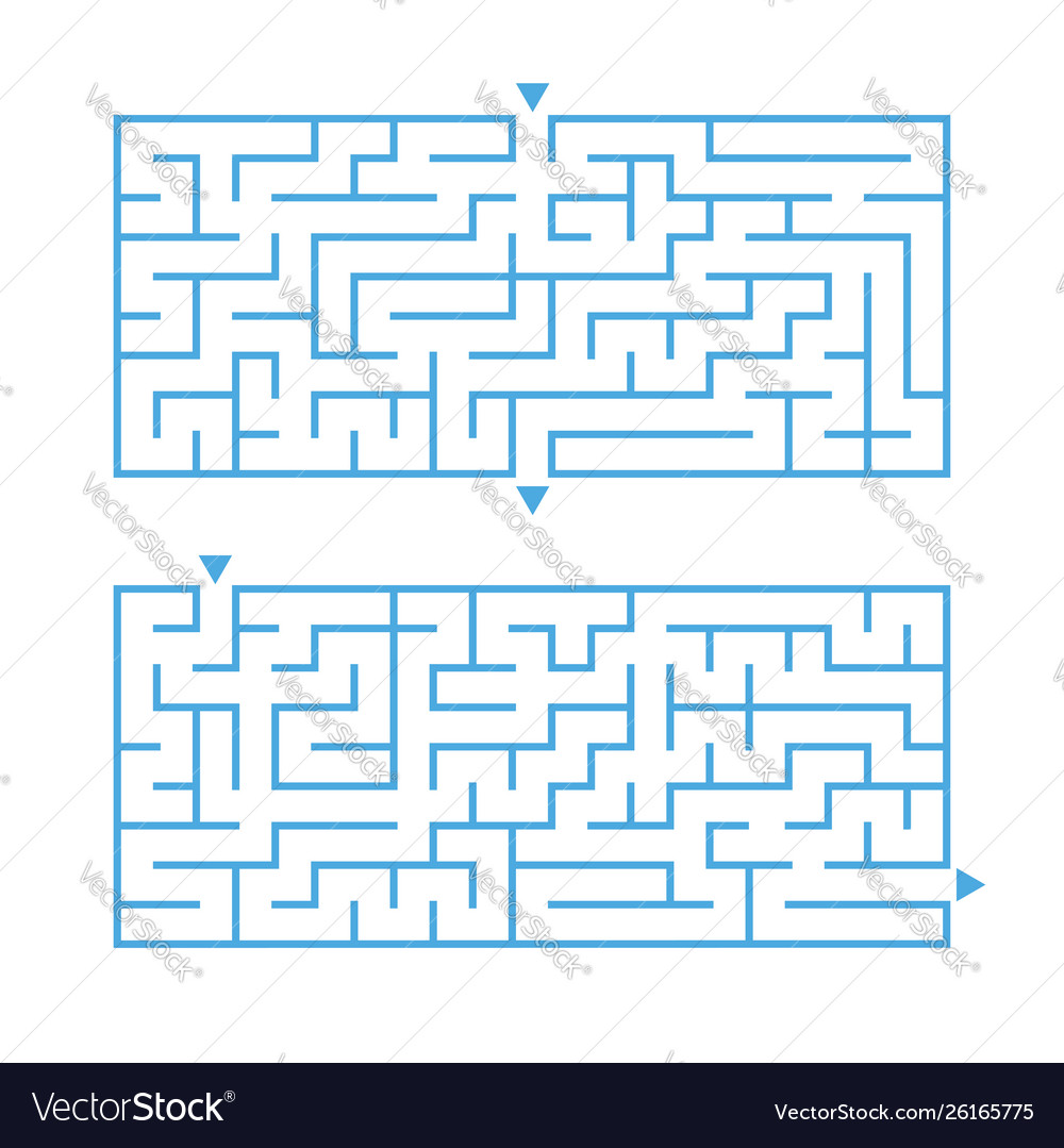 A set two rectangular labyrinths simple flat vector image A set two rectangular labyrinths simple flat