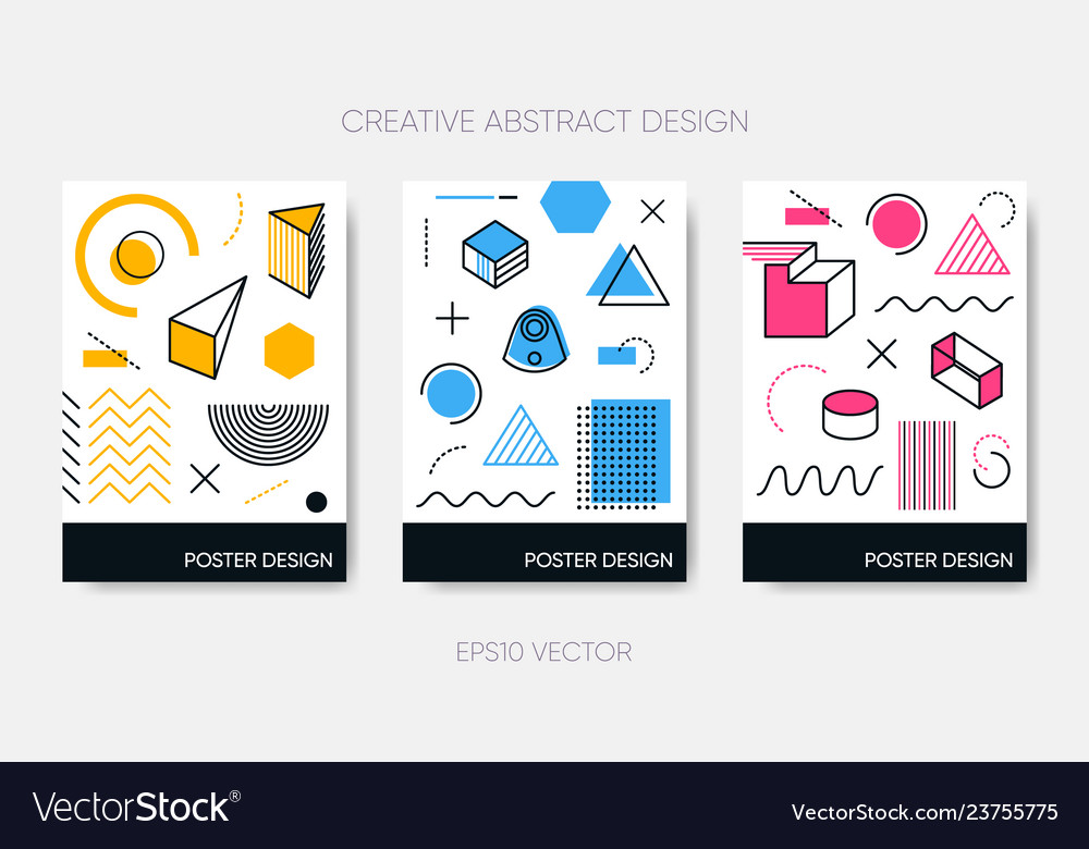 Abstract Poster Design Simple Memphis Shape Vector Image