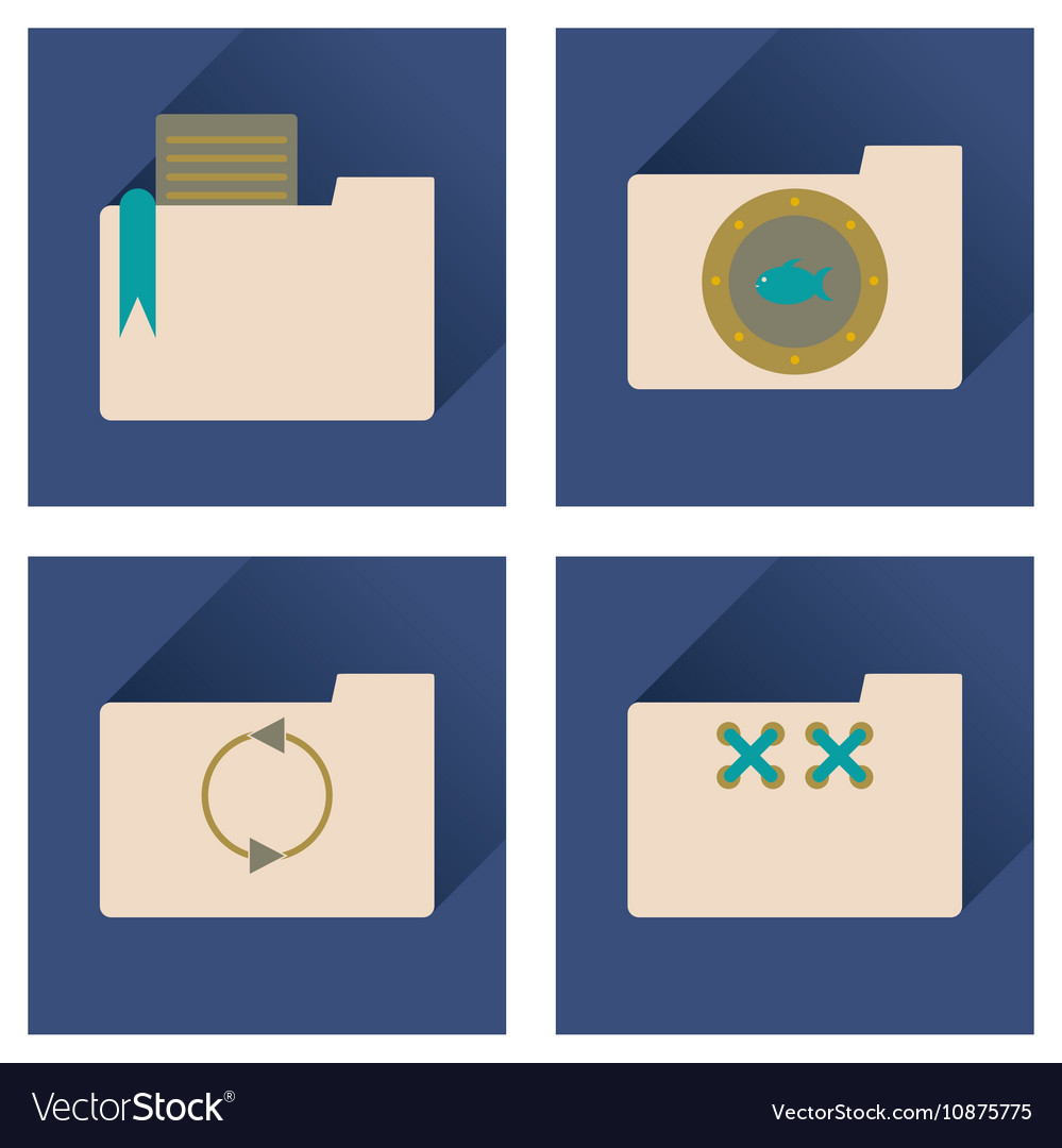 Concept of flat icons with long shadow folder