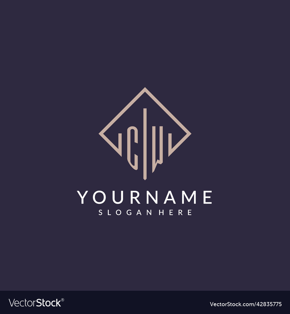 Cw initial monogram logo with rectangle style Vector Image Cw initial monogram logo with rectangle style
