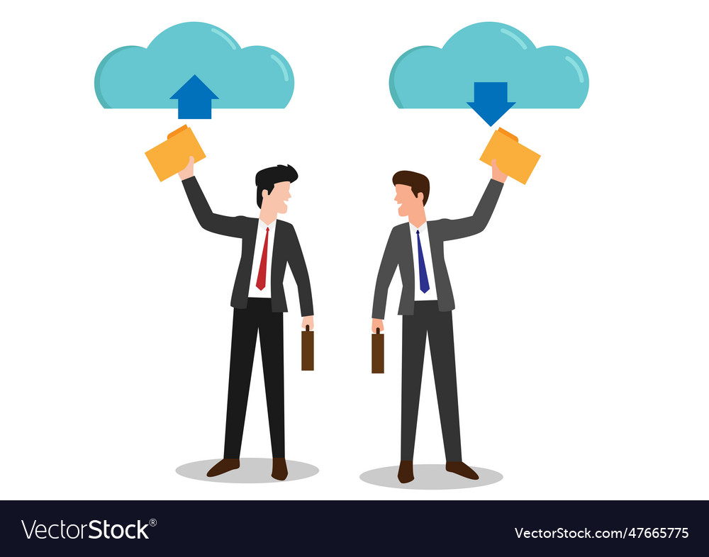 Data in database on cloud services businessman vector image Data in database on cloud services businessman