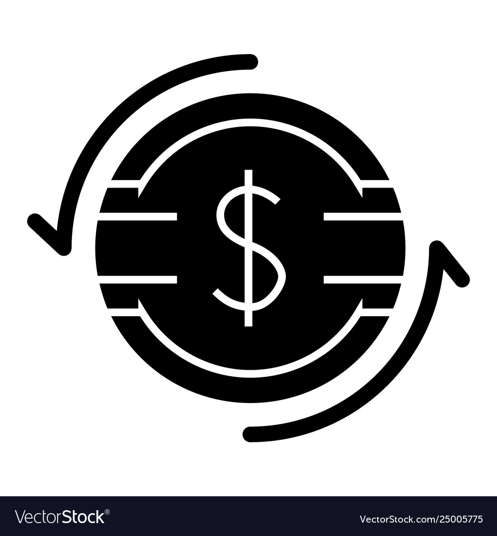 Dollar rate solid icon coin with arrows vector image Dollar rate solid icon coin with arrows
