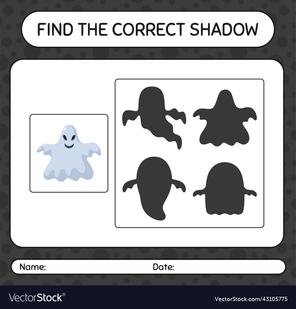 Find the correct shadows game with ghost vector image Find the correct shadows game with ghost