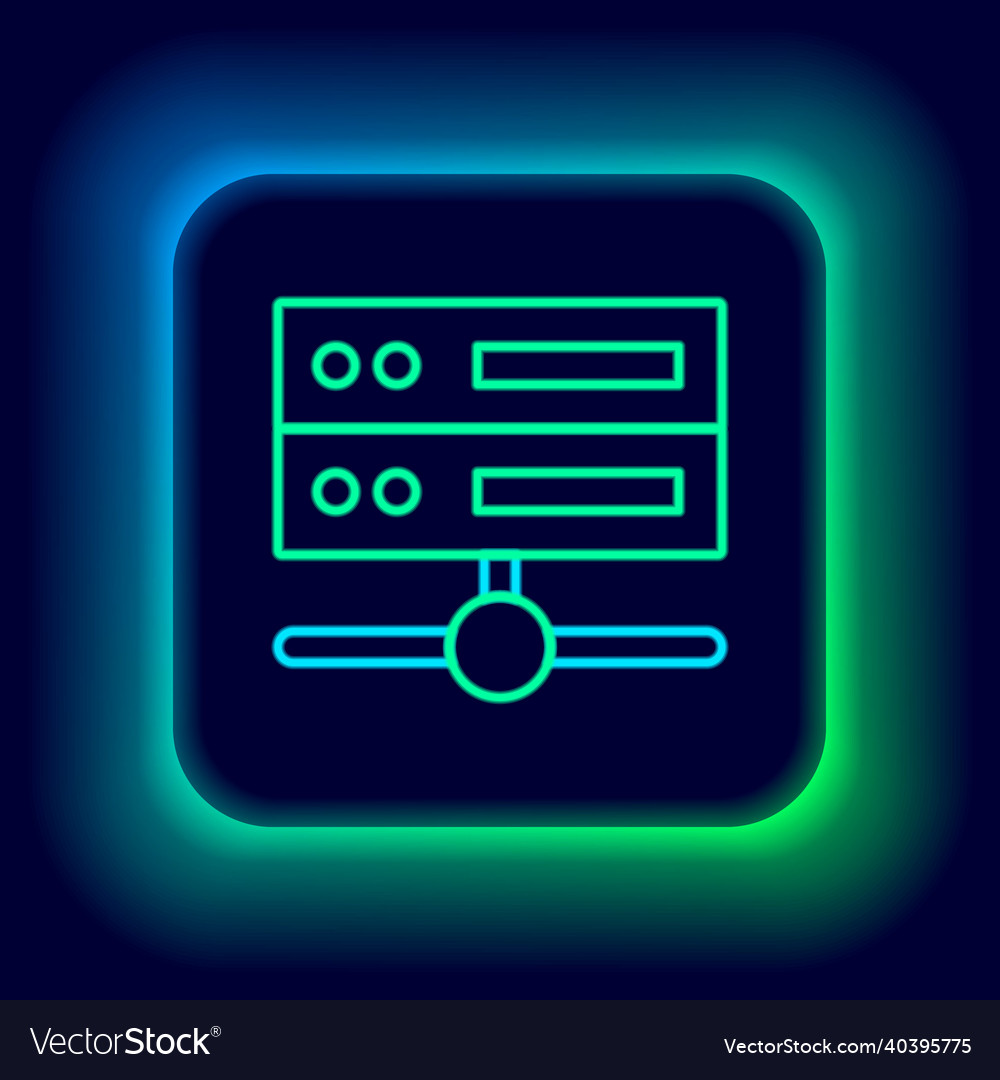Glowing neon line server data web hosting icon