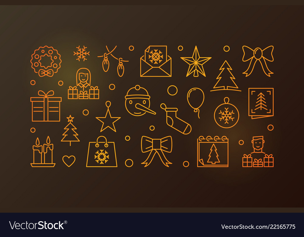 Happy new year line golden vector image Happy new year line golden
