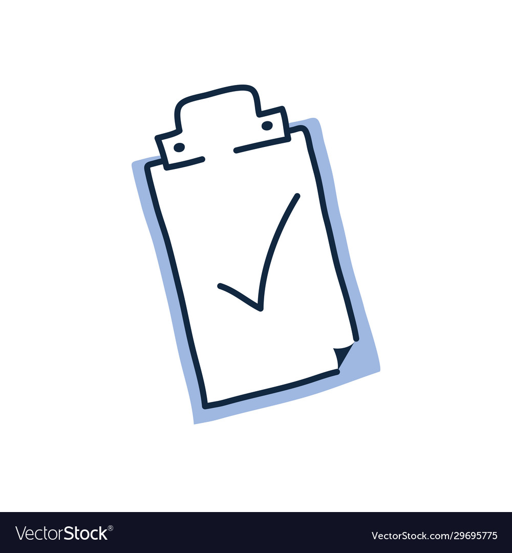 Isolated check mark inside document doodle line
