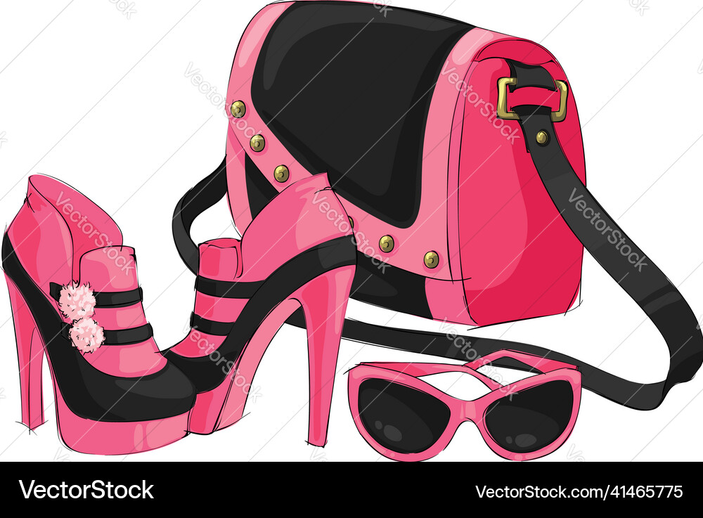 Pink fashion accessories composition Royalty Free Vector
