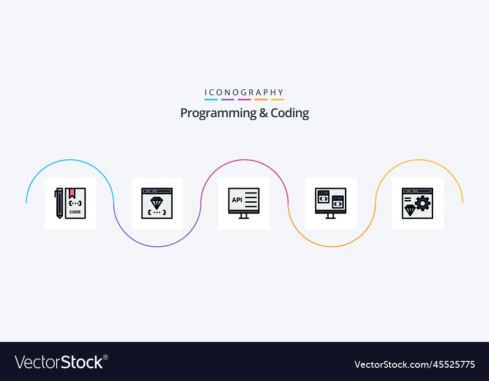 Programmierung und Kodierung Linie gefüllt flach 5 Icon