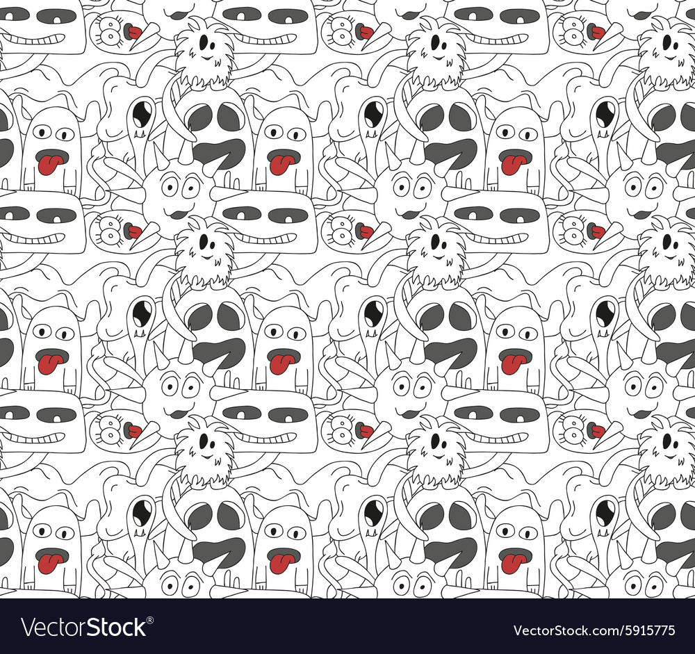 Seamless pattern with abstract monsters