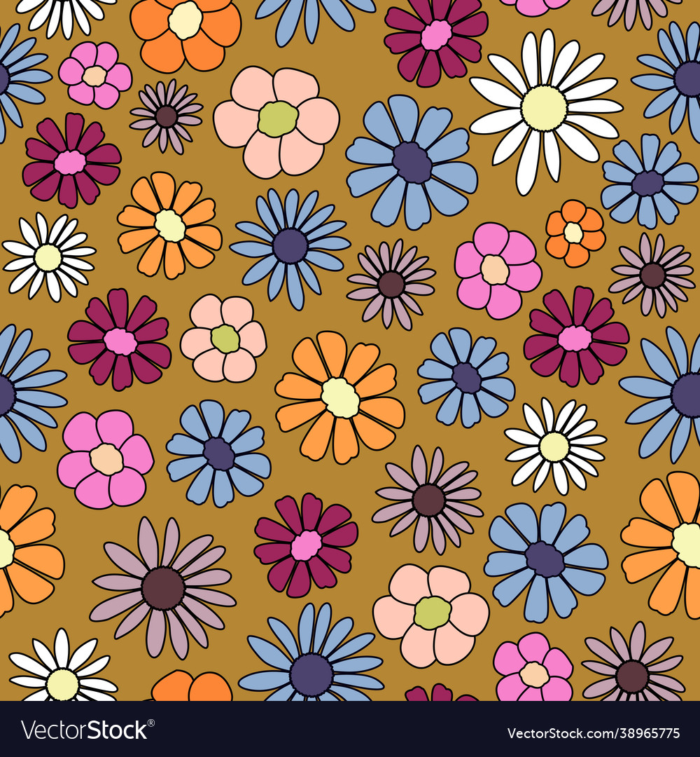 Vintage flower with retro style brown Royalty Free Vector