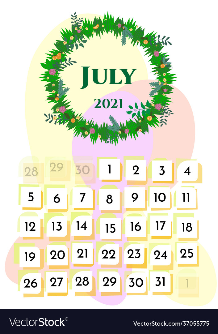 Wall calendar page template with seasonal graphics