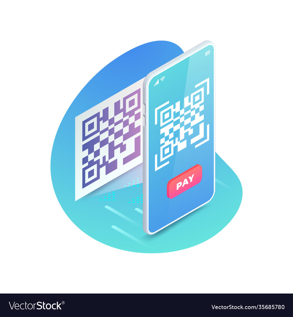 3d scanning barcode isometric concept scan qr vector image 3d scanning barcode isometric concept scan qr