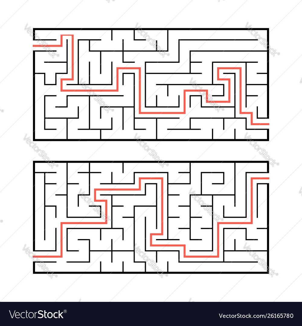 A set two rectangular labyrinths simple flat vector image A set two rectangular labyrinths simple flat