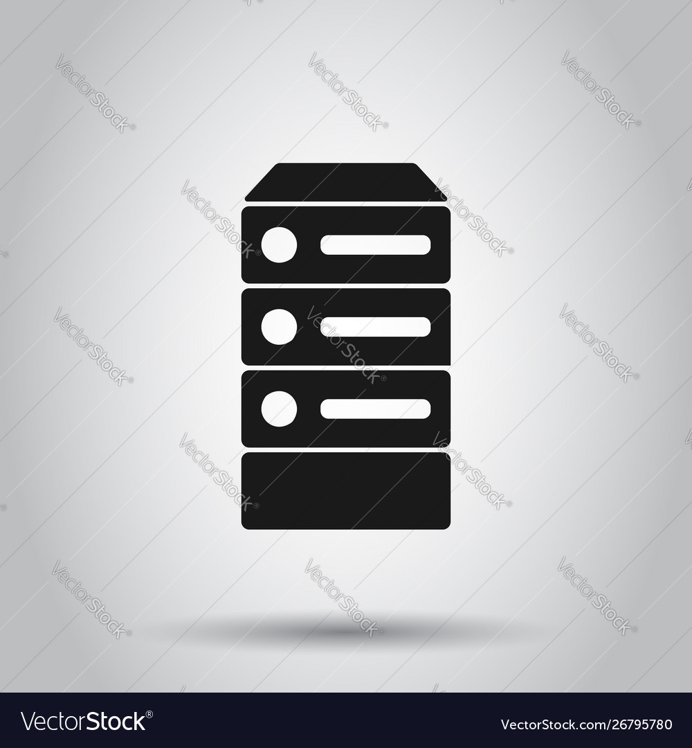 Data center icon in flat style server on isolated