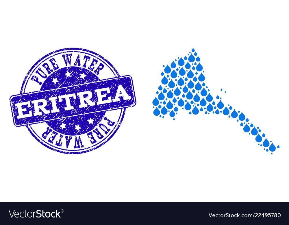 Eritrea Water Map - Grunge Style