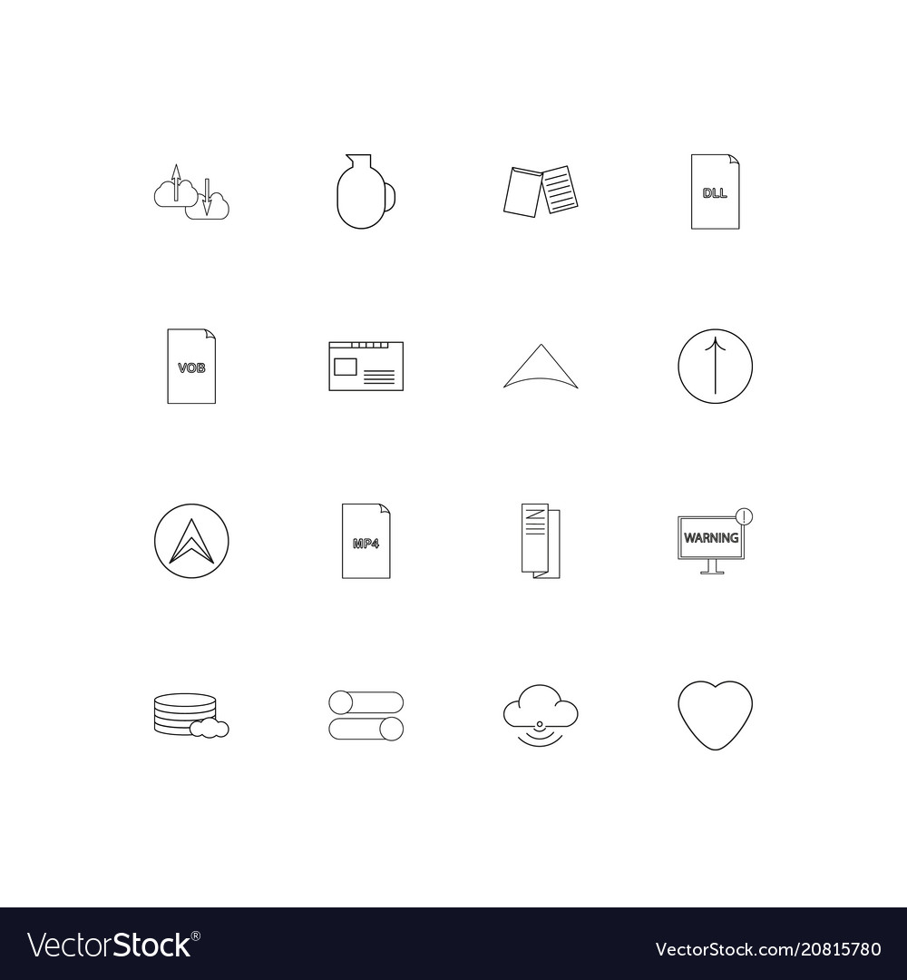 Files and folders sign linear thin icons set