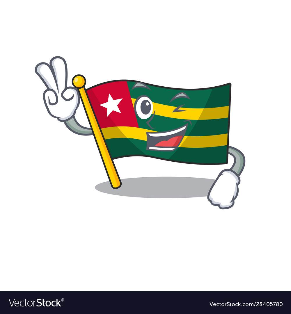 Funny flag togo scroll cartoon character with two