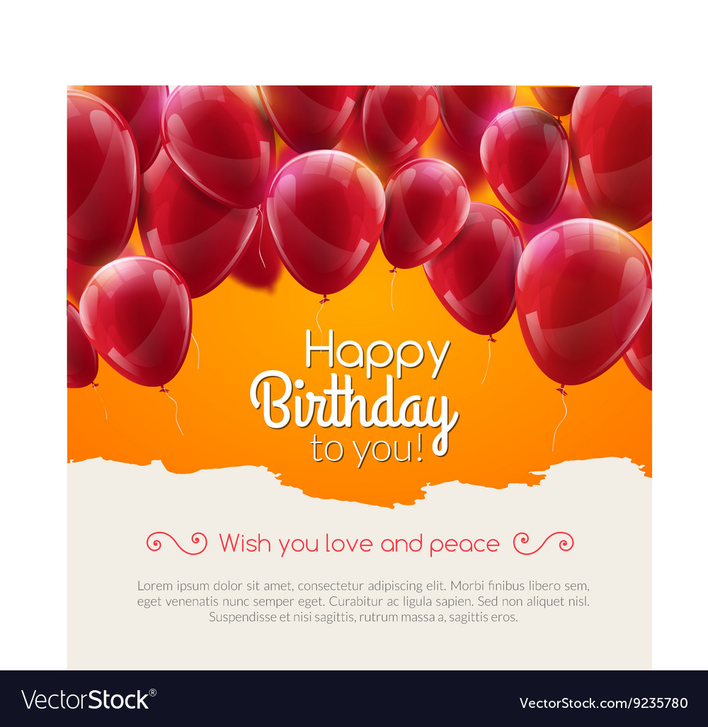 Happy birthday card with red balloons