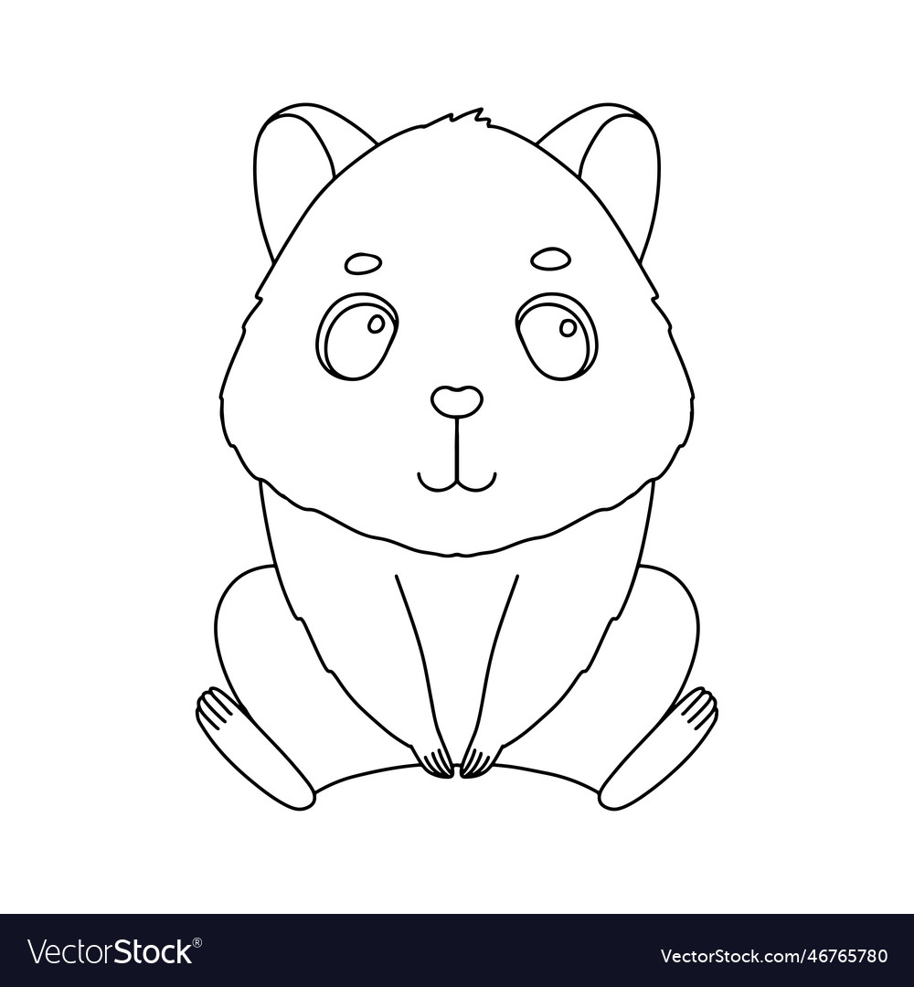 Line cute sitting hamster outline graphic